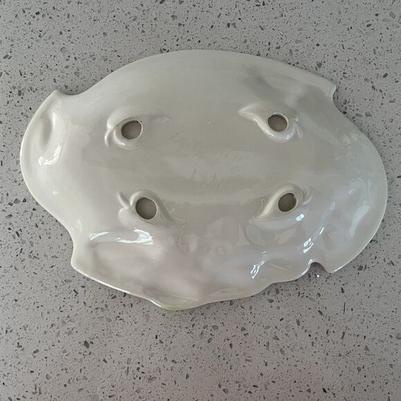 Vintage Hand-Painted Holland Mold Trinket Bowl Tray Floral Rare Find USA 1960's - Picture 8 of 9